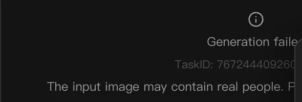 Lumina rejecting a face reference image: The input image may contain real people