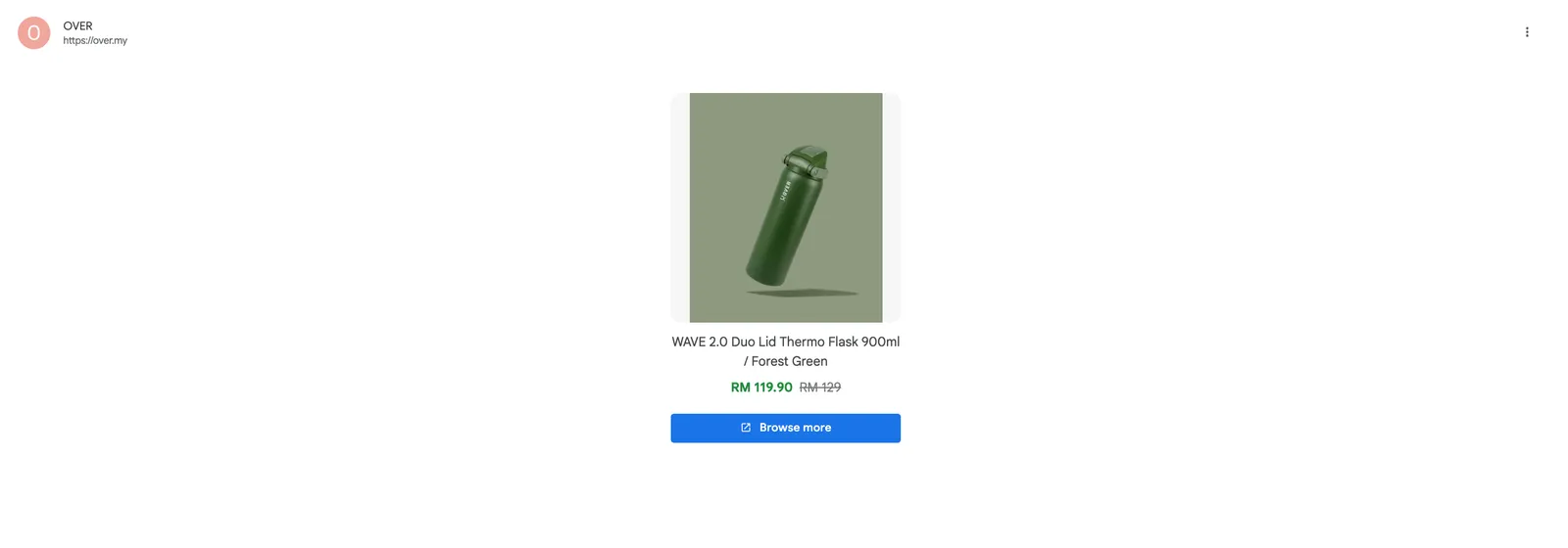 The expanded Gmail ad after a click: product image, price and a Browse more button