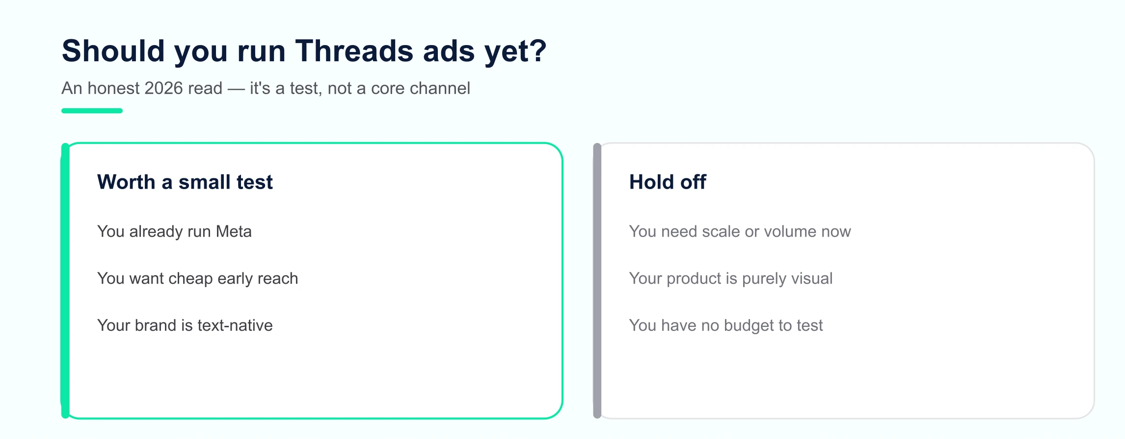 Decision chart: should Hong Kong advertisers run Threads ads yet — when it is worth a small test versus when to hold off